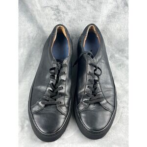 Gustin Men's Leather Minimal Sneakers Black Size 14 Low Top Casual Shoes